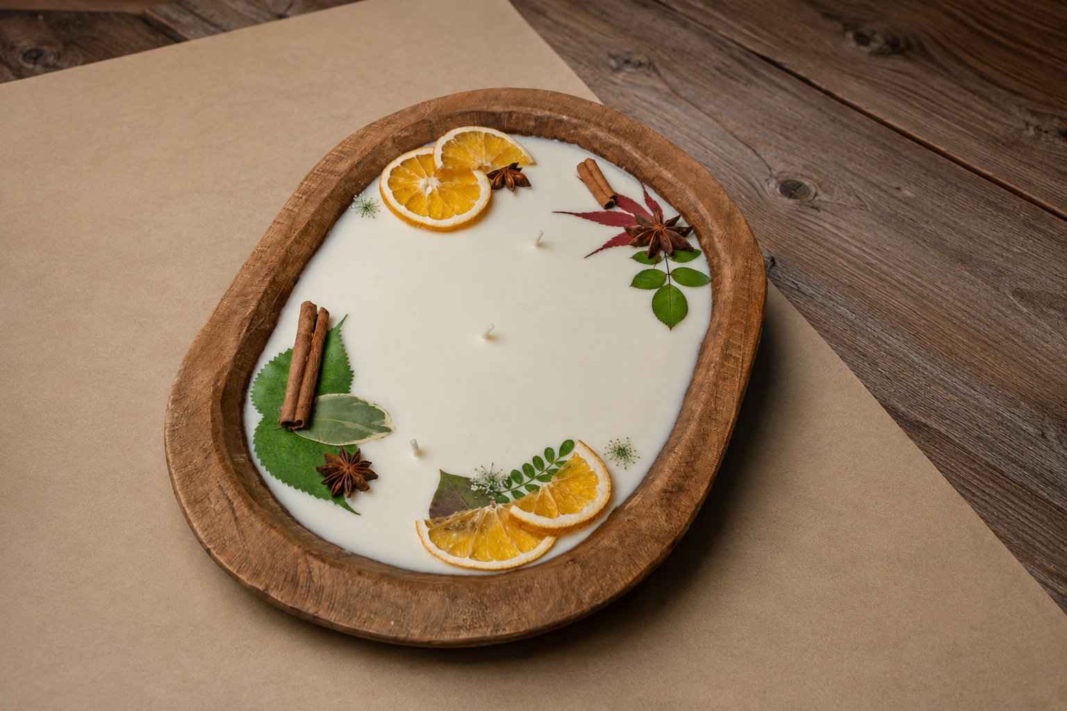 Container candle with botanicals at Glow Candle Lounge